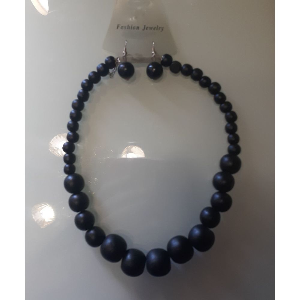 Wood Bead Necklace and Earring set Fashion Jewelry
